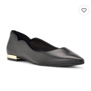 Nine West Lovlady Pointed Toe Black Flats with Gold Accent
